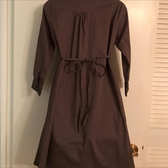 Brown button front dress with tie back - Picture 3 of 7